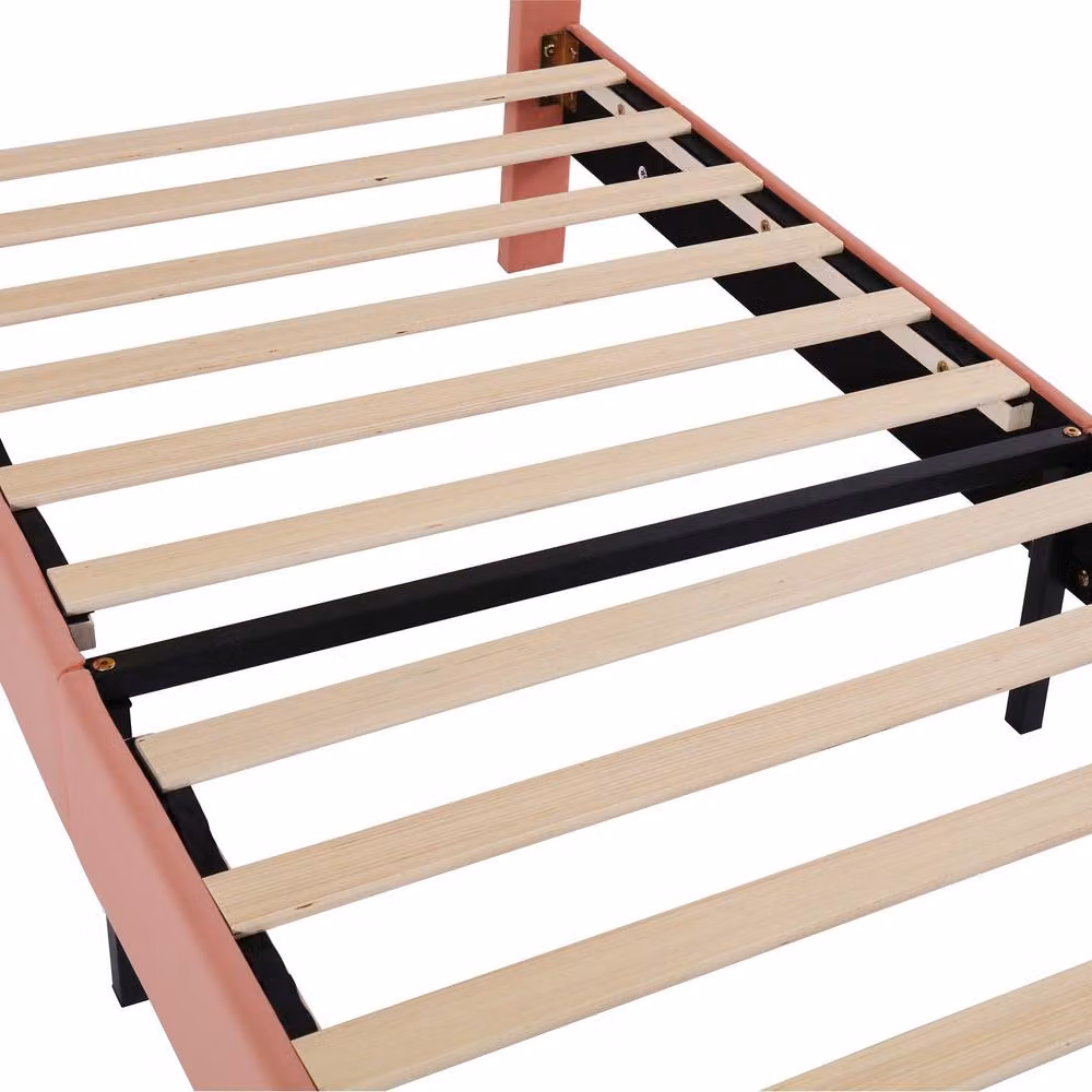 STILVORA Pink Velvet Upholstered 3ft Single Bed with Adjustable Headboard, W/D/H: 90 x 190 cm – 2