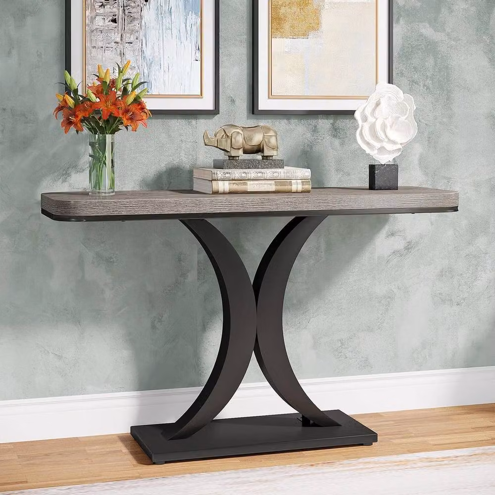 VOGREX Industrial Console Table in Grey, Brown or Black, Width: 100 cm, Height: 82.5 cm – 2