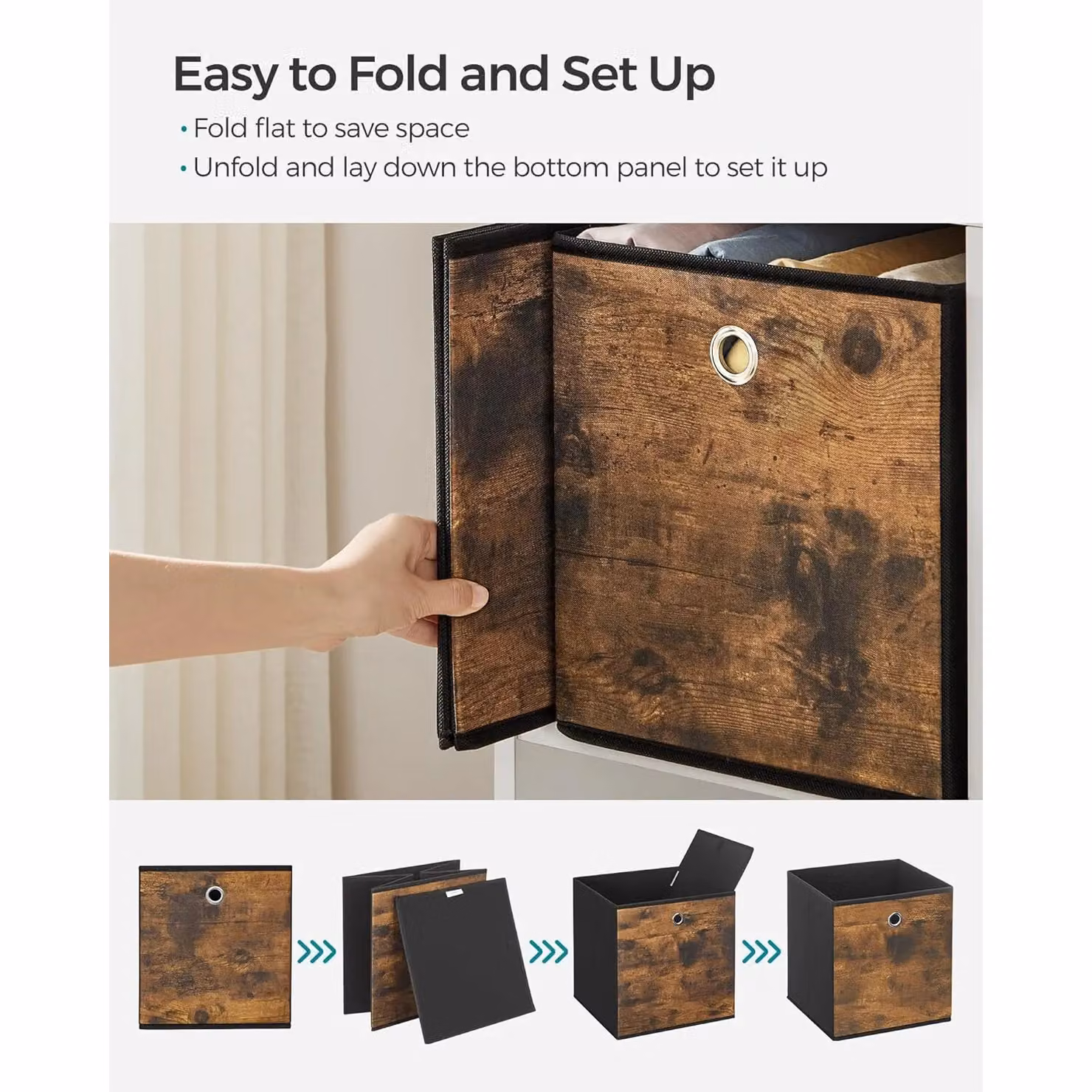 SONGMICS Large Storage Cube Set in Brown with Handles and Oxford Fabric – 6