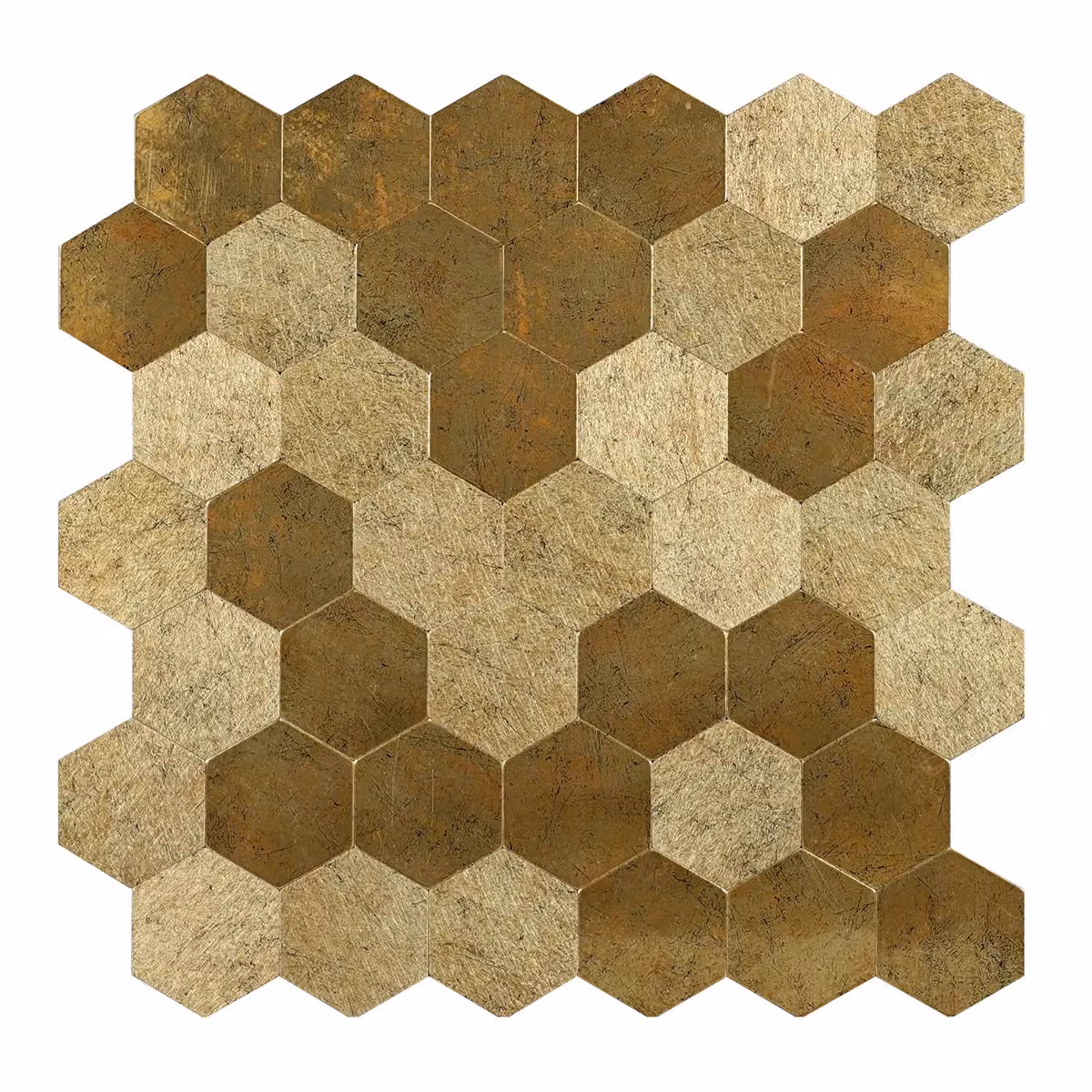ENER-J Luxe Gold HexaStyle Aluminum Peel & Stick Wall Tiles, Pack of 4, W: 290 mm, D: 288 mm, H: 4 mm – 2
