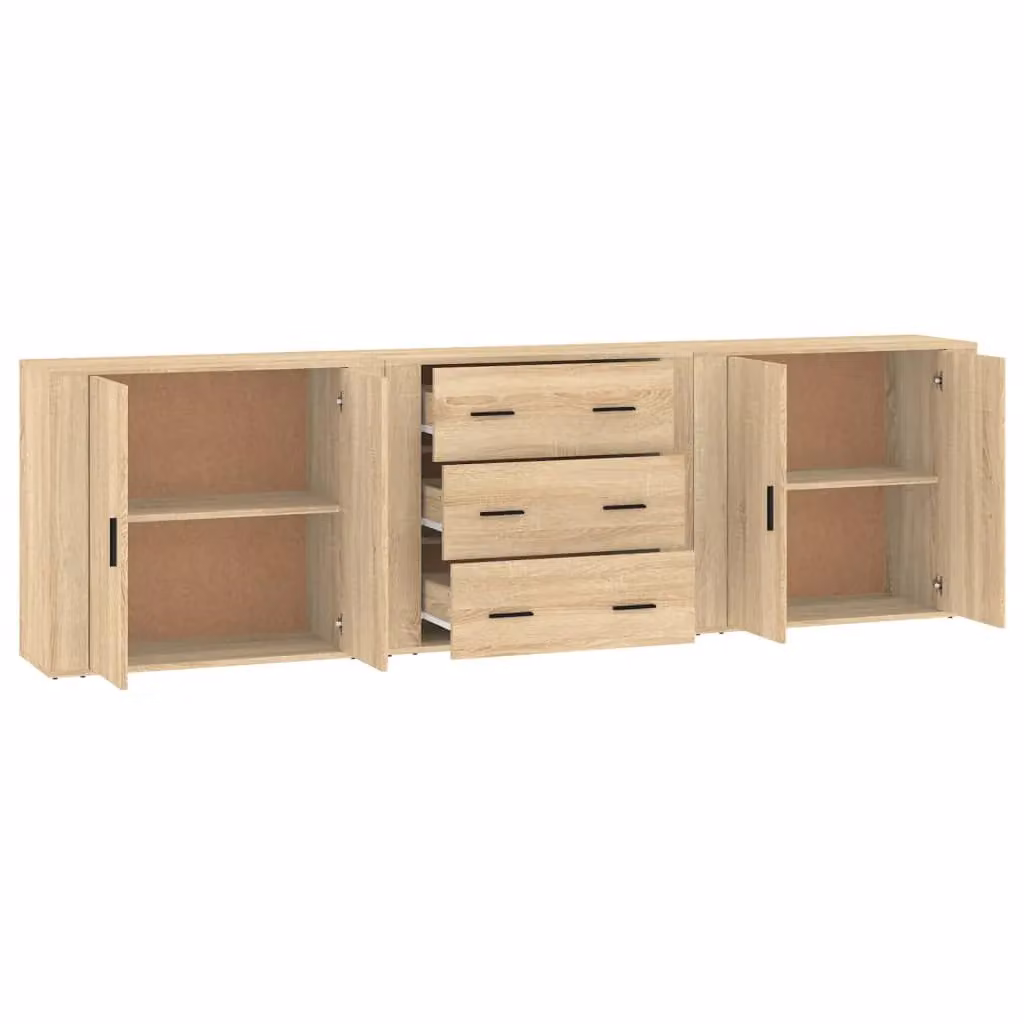 Berkfield Home 3-Piece Sonoma Oak Sideboard Set in Brown Engineered Wood – 2