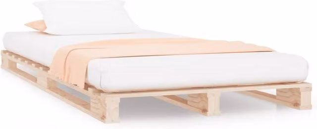 Berkfield Home Pallet Bed in Solid Pine Wood, Beige, W/D/H: 90 x 200 cm