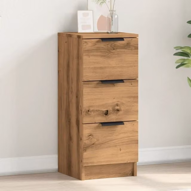 Berkfield Home Artisan Oak Sideboard in Brown, W/D/H: 30 x 30 x 70 cm