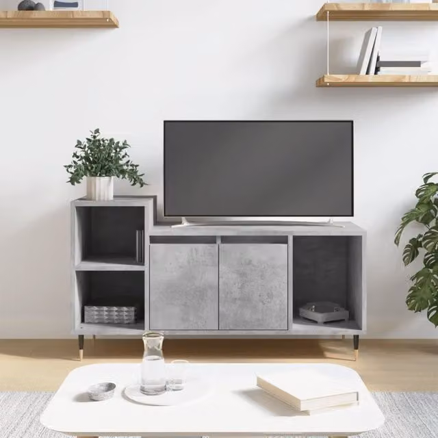 Berkfield Home Modern TV Cabinet in Concrete Grey, W/D/H: 100 x 35 x 55 cm – 1