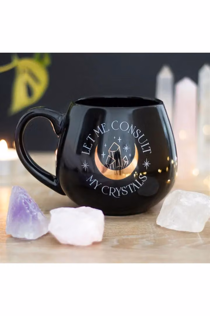 KDMD Let Me Consult My Crystals Rounded Mug in Black and Gold, 500 ml – 3