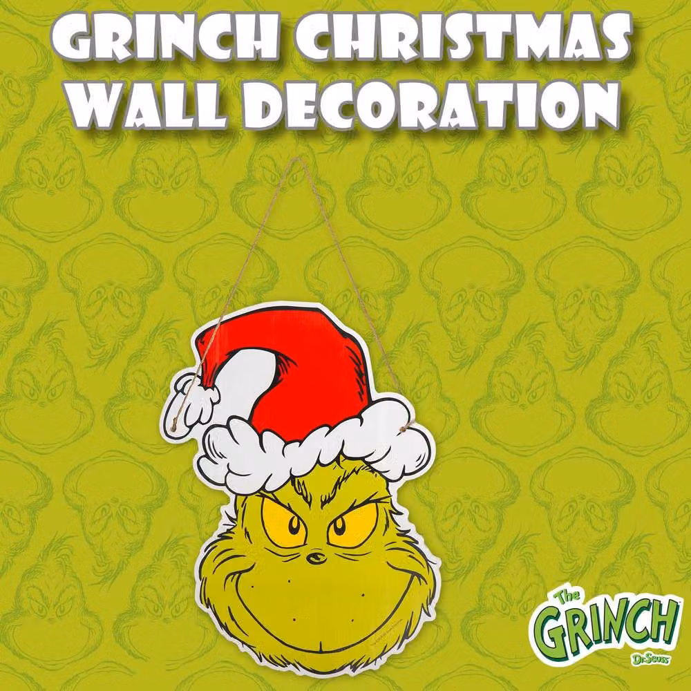 VFM e-Store Grinch Christmas Light Up Wall Decoration, Green, W: 40 cm, H: 30 cm – 3