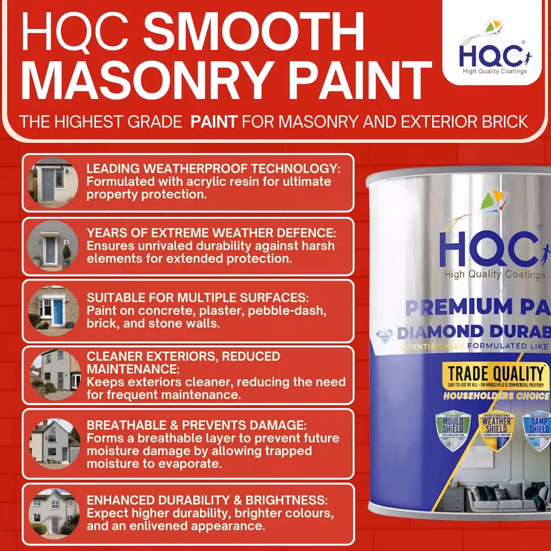 HQC Paints Smooth Masonry Paint, Weatherproof Exterior Wall Paint, Brown, 5 l – 5