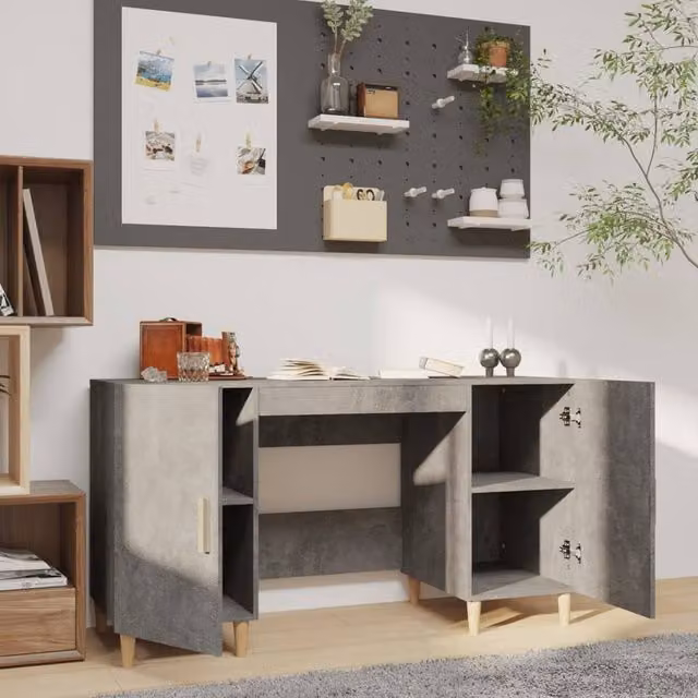 Berkfield Home Modern Writing Desk in Grey Concrete Effect, W/D/H: 140 x 50 x 75 cm – 1