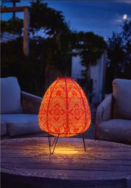 Garden Greatness Red Dome Standing Solar LED Garden Lantern