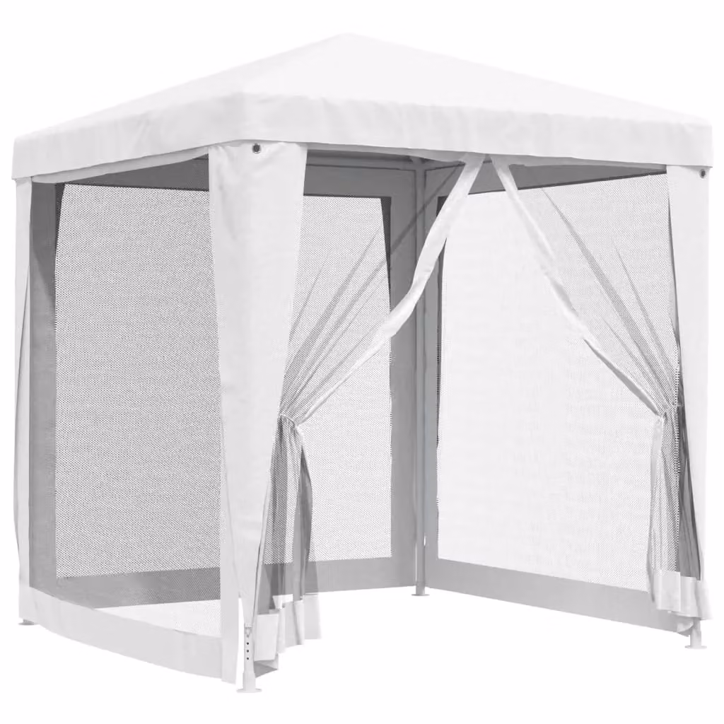 Berkfield Home Party Tent with 4 Mesh Sidewalls, White, W/D/H: 2 x 2 x 2 m – 2