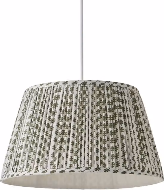 ValueLights Grange Floral Pleated Ceiling Pendant Lamp Shade in Green, Diameter: 45 cm