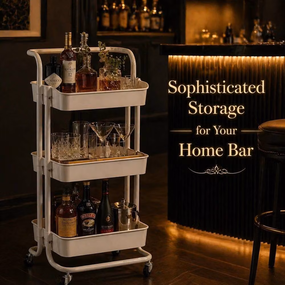 Nordara 3 Tier Rolling Storage Cart in White – 2