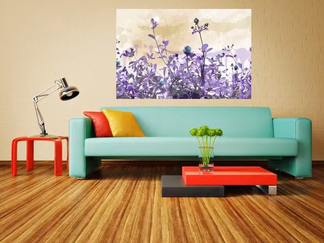 East Urban Home Modern Floral Graphic Art on Canvas in Purple
