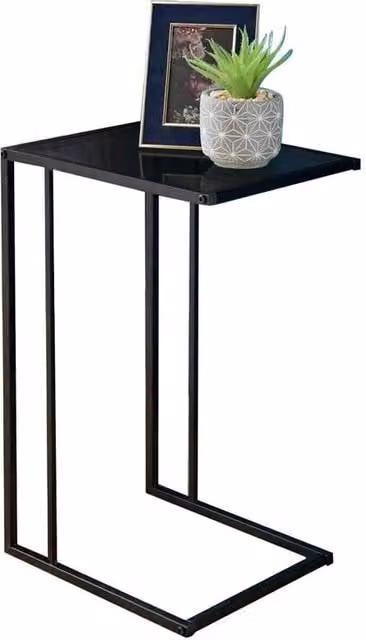 VOGREX Modern Glass Side Table with Black Metal Frame, W/D/H: 60 x 40 x 59 cm – 1