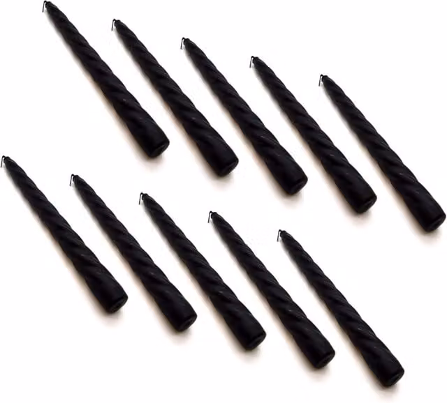 SolaDirect Pack of 10 Spiral Taper Dinner Candles in Green and Black, Height: 23 cm