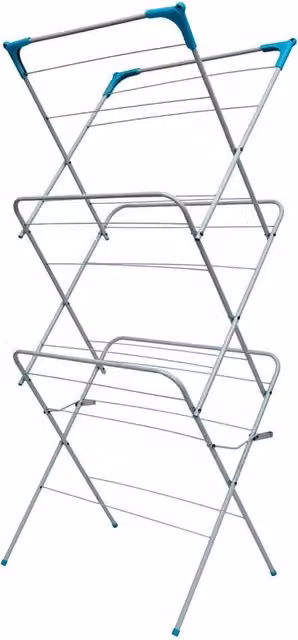 Crystals 3 Tier Folding Metal Clothes Airer in Silver for Indoor and Outdoor Laundry Use