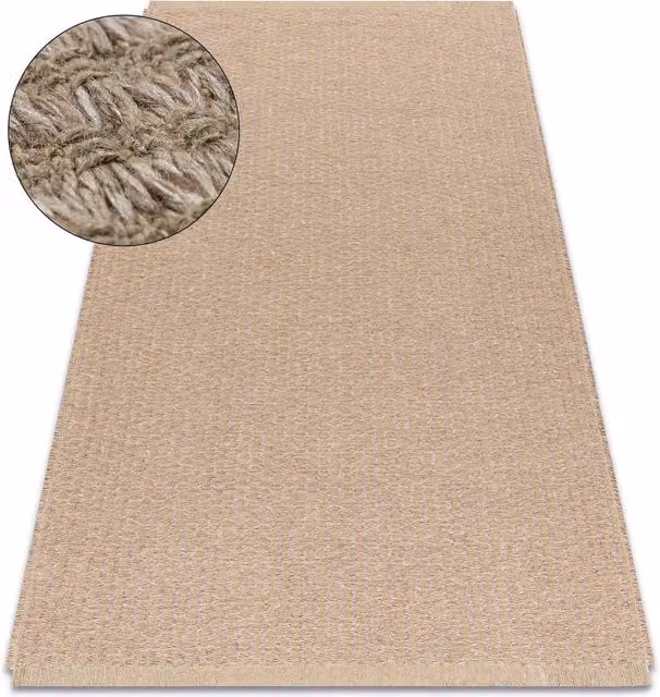 RugsX Beige Jute Flat Weave Rectangular Rug, W: 200 cm, D: 290 cm
