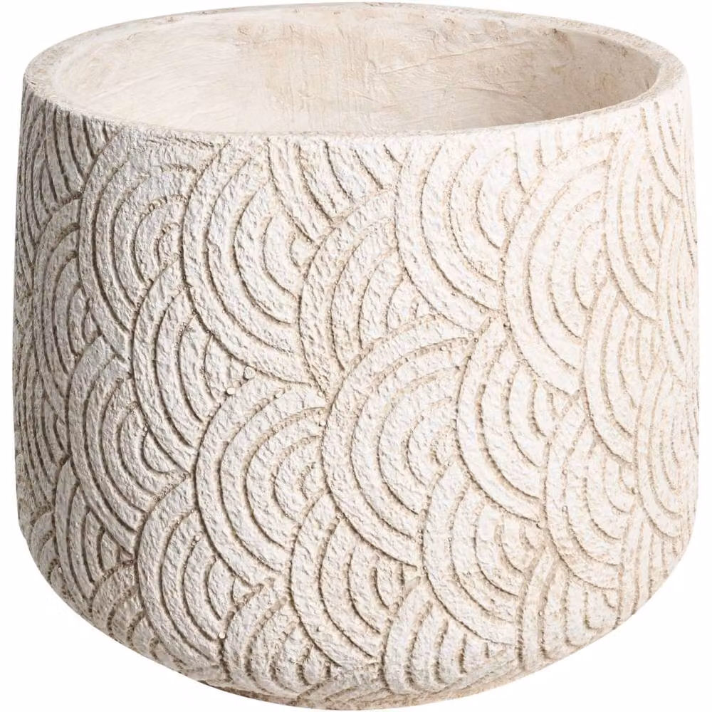 Wyld and Coco Round Fibre Clay Planter, Beige, Diameter: 31 cm – 2