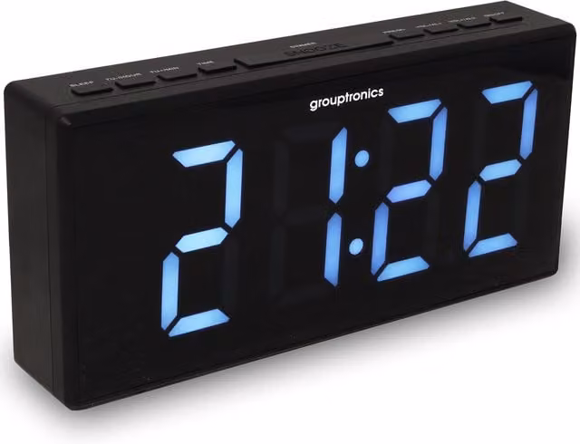 Grouptronics Digital Alarm Clock Radio with Big Display, Black