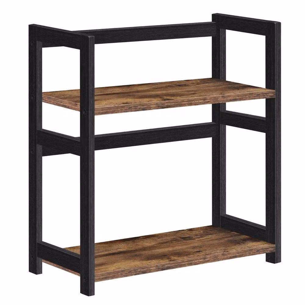 KORVIXA 2 Tier Rustic Brown Spice Rack and Storage Unit – 3