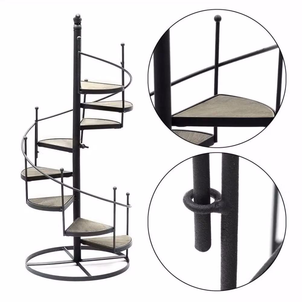 Kelvenix 8 Tier Spiral Staircase Metal Plant Stand in Matt Black – 3