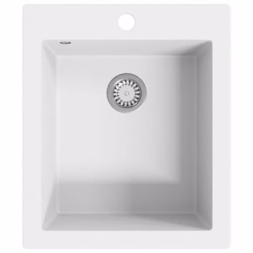 vidaXL Single Basin Overmount Kitchen Sink in White Granite Composite
