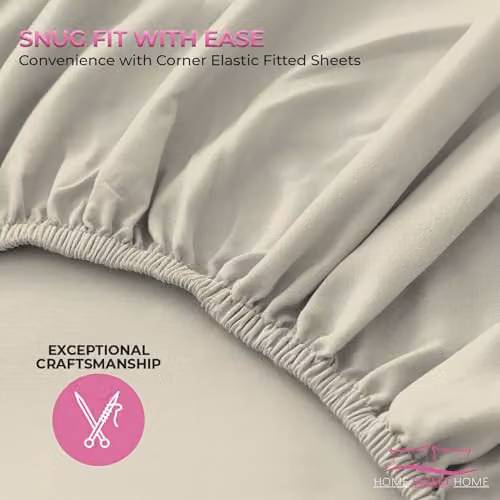 Home Sweet Home UK Double Microfibre Fitted Bed Sheet, Beige, W/D/H: 140 x 200 x 25 cm – 5