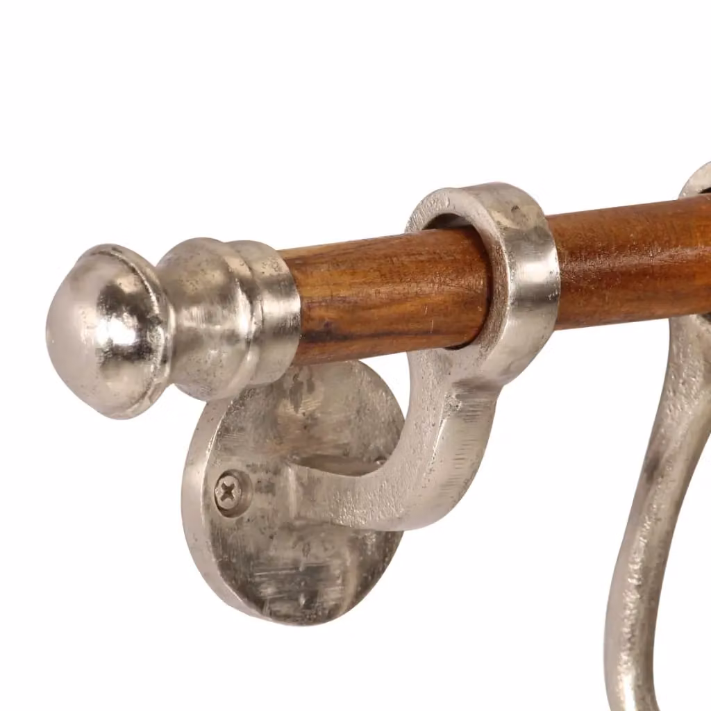 Berkfield Home Wall Mounted Metal Coat Rack in Silver, W: 75 cm, D: 15 cm – 2