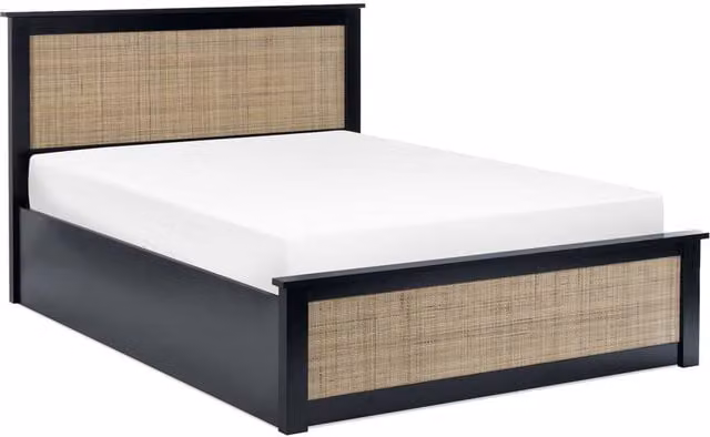 Cheshire Zinc Modern Upholstered Ottoman Bed in Black, King Size (W/D: 150 x 200 cm)