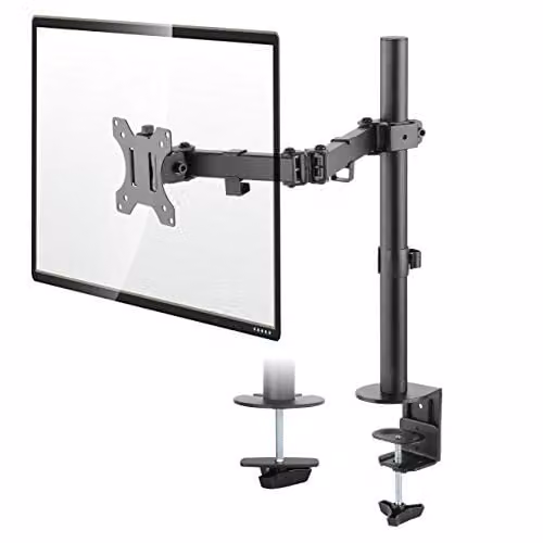 TTAP Single Arm Monitor Mount Desk Stand Bracket for 13-32 inch Screens, Black, VESA 75x75mm and 100x100mm