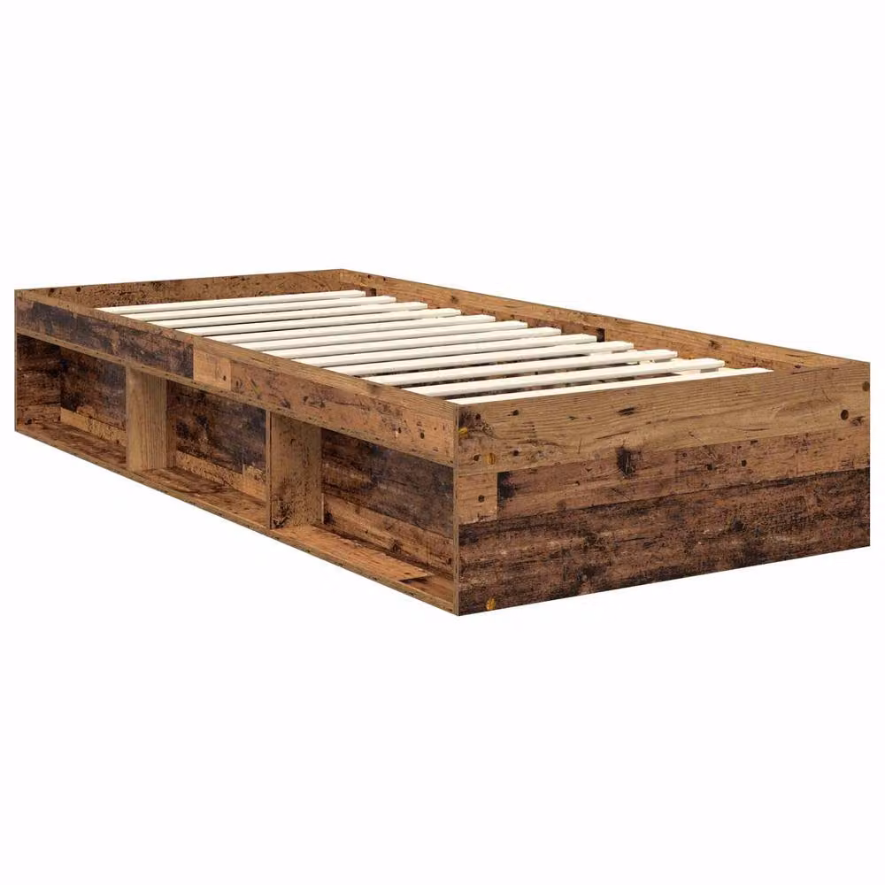 Berkfield Home Modern Bed Frame with Headboard in Brown Old Wood, W/D/H: 90 x 190 cm – 3