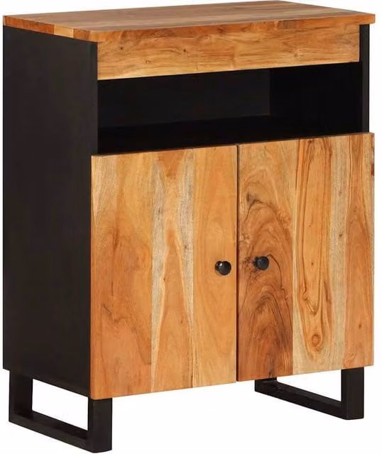 Berkfield Home Classic Acacia Wood Sideboard with 2 Doors in Brown, W/D/H: 60 x 33 x 75 cm