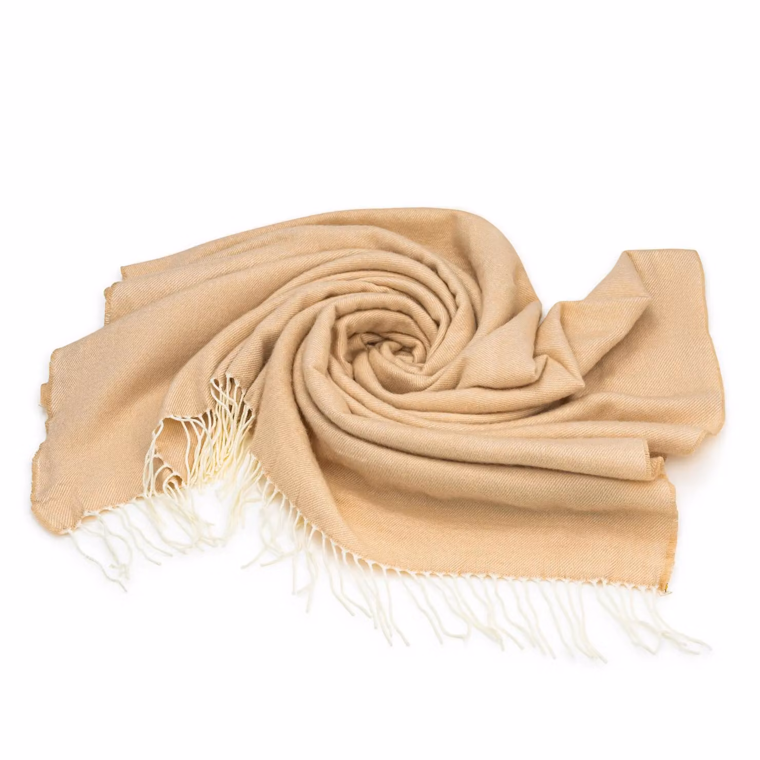 Luxury Living Beige and White Polyacrylic Throw with Fringes, W: 150 cm, D: 125 cm – 2