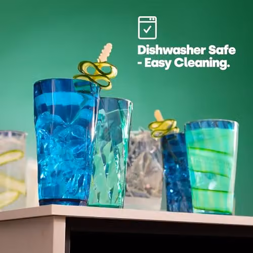 LIVIVO Set of 6 Plastic Tumblers, 600ml, Petrol/Turquoise, Stackable and Dishwasher Safe – 5