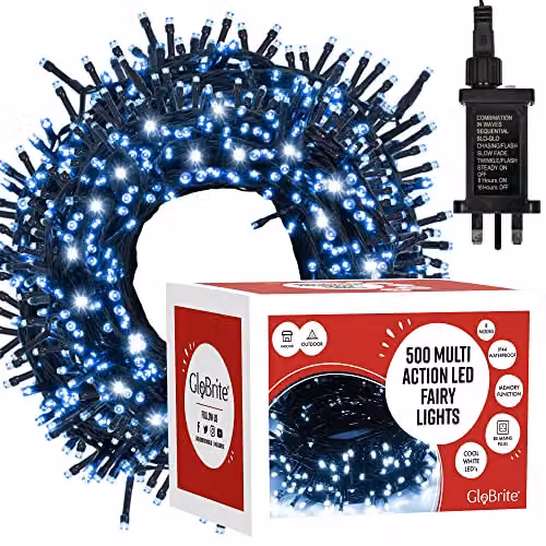 Globrite Cool White LED Fairy String Lights with Remote Control and Timer, 500 LED, 50m – 7