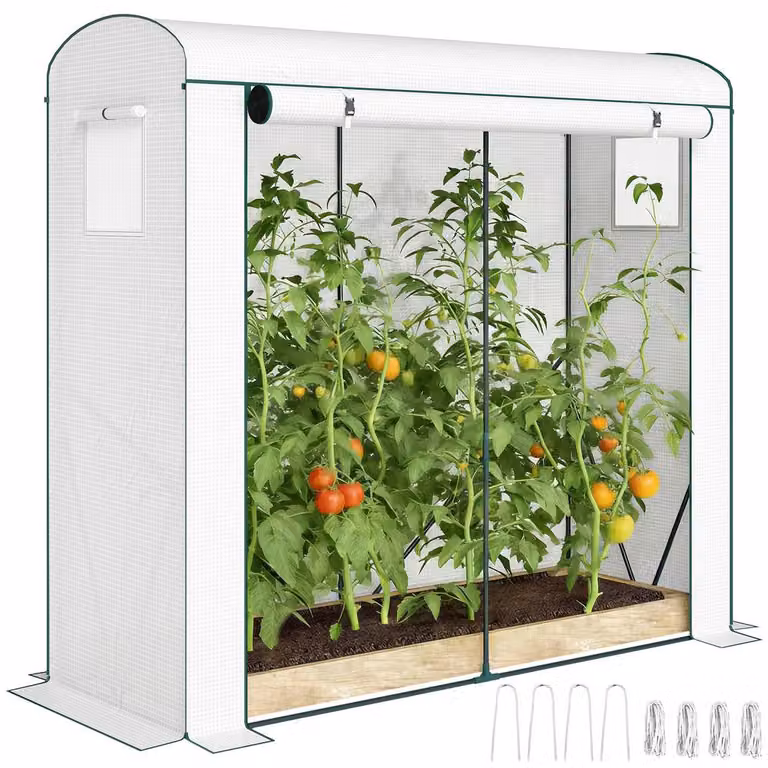 OUTSUNNY Mini Greenhouse with Mesh Windows, White and Green, W/D/H: 300 x 200 x 188 cm