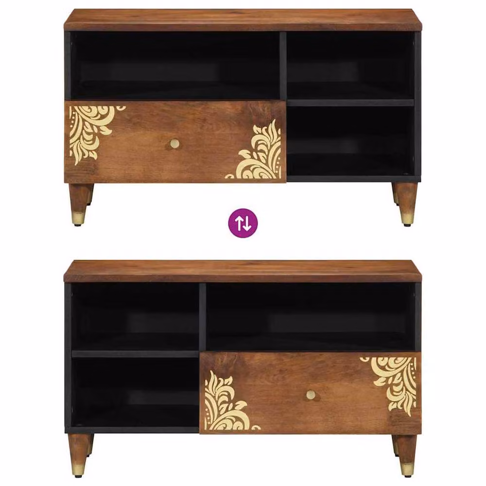 Berkfield Home Media Cabinet in Honey Brown Solid Mango Wood and Engineered Wood – 6