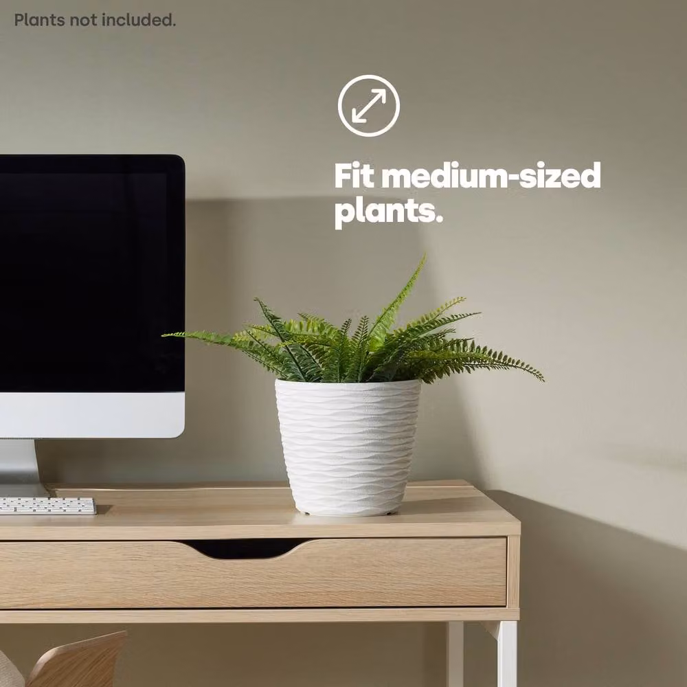 LIVIVO White Wave Design Plastic Plant Pot and Planter for Indoor and Ornamental Plants, 18 cm – 3