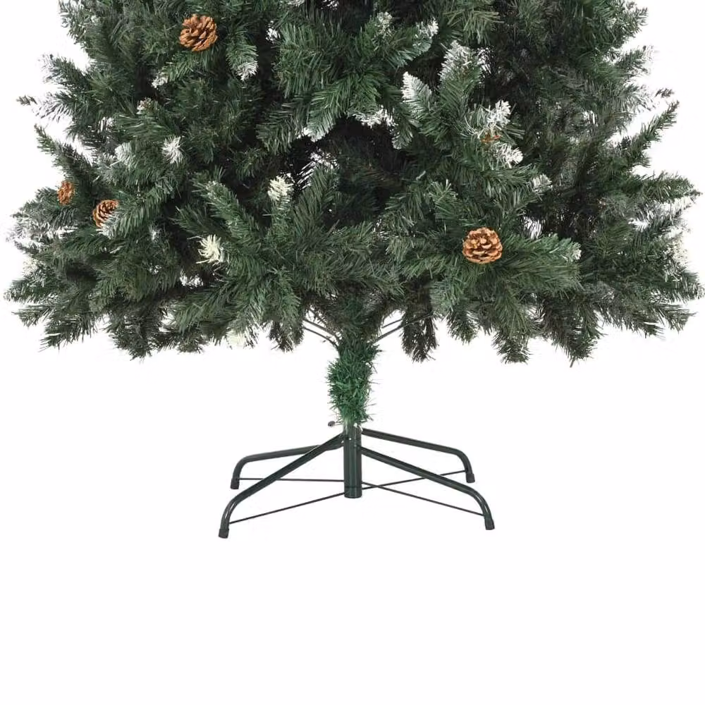 Berkfield Home Artificial Green Christmas Tree with Pine Cones and White Glitter, Height: 210 cm – 6