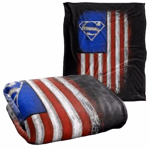 Superman Old Glory Shield Silky Touch Super Soft Fleece Throw Blanket, White, W/D/H: 152 x 127 cm – 2