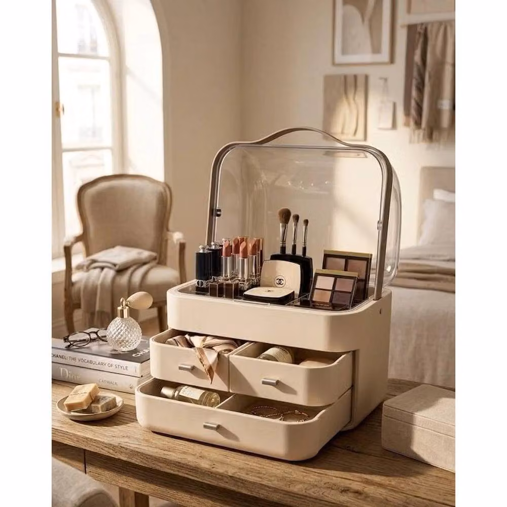 FLAVORA Beige Large Makeup and Cosmetic Organiser for Dressing Tables, Width: 100 cm – 2