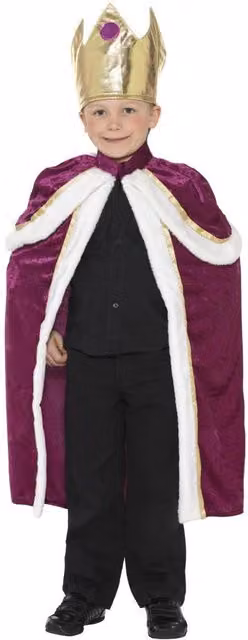 Smiffys Kids King Costume in Purple and Multicolour, Ages 7-9 Years