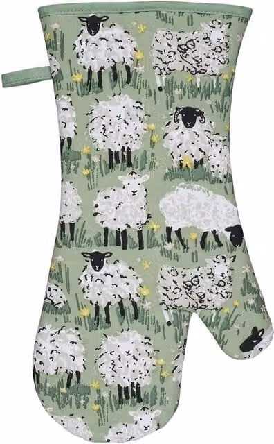 Ulster Weavers Woolly Sheep Animal Print Gauntlet Oven Glove in Green
