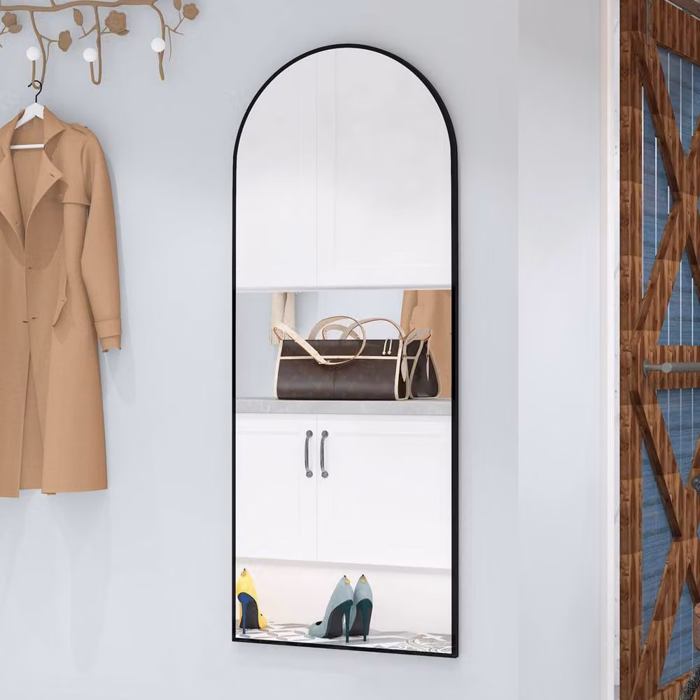 CASSILANDO Modern Arched Full Length Mirror in Black with HD Shatterproof Glass, H 165 x W 60 x D 1.4 cm – 2