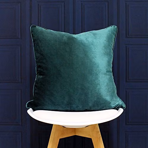 Paoletti Luxe Velvet Piped Square Filled Cushion in Green, W/D/H: 55 x 55 x 55 cm – 3
