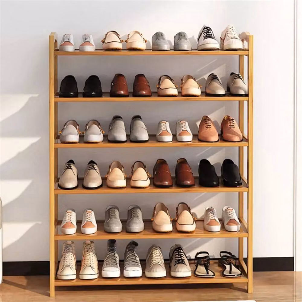 Nordara 6 Tier Brown Wooden Shoe Rack Storage Shelf Unit – 5