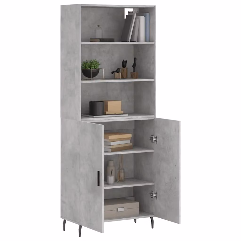 Berkfield Home Highboard in Concrete Grey, W/D/H: 69.5 x 34 x 180 cm – 2