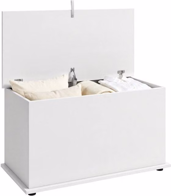 HOMCOM White Wood Storage Chest with Safety Hinged Lid, 120L Capacity, W/D/H: 80 x 45 x 120 cm – 1