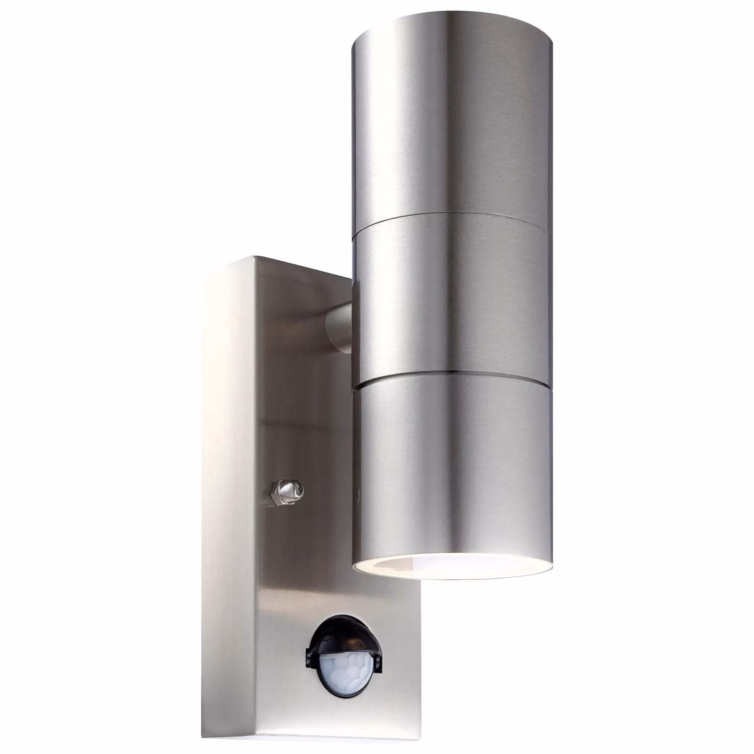 First Choice Lighting Blaze Set of 2 Stainless Steel Outdoor Motion Sensor Wall Lights in Silver – 2