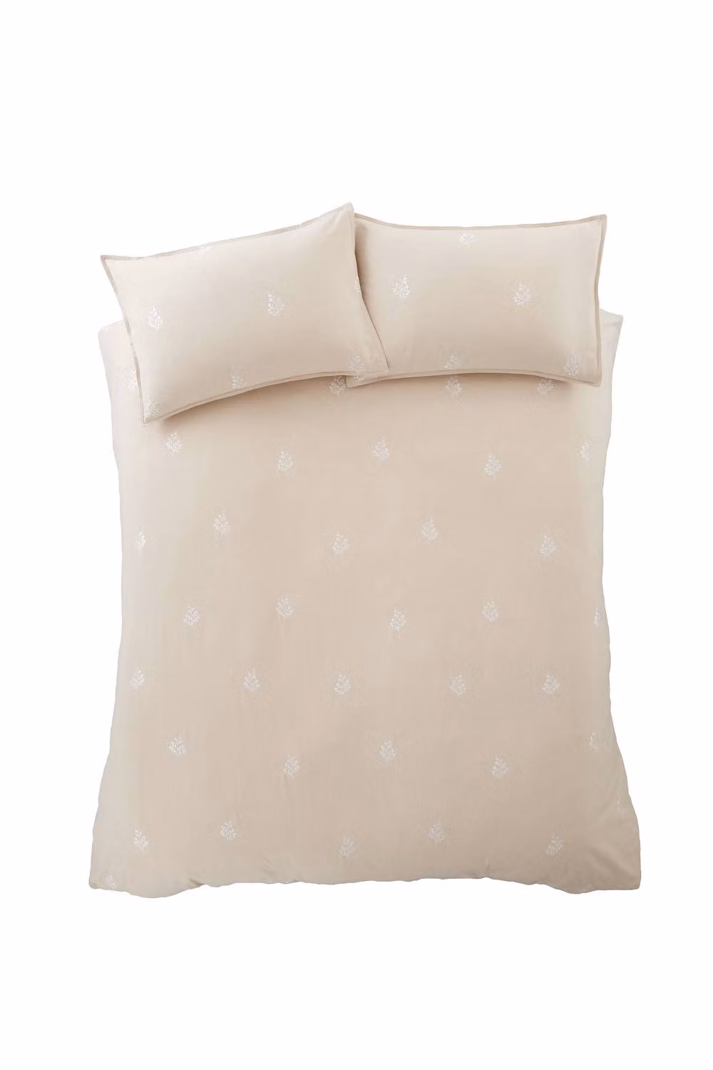 Bianca Brushed Embroidery Leaf Cotton Duvet Cover Set in Beige – 2
